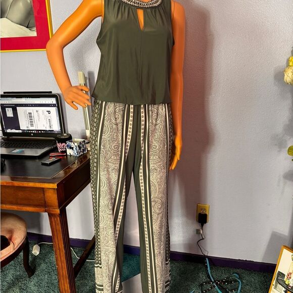 INC International Concepts Charcoal Blouse Pant Jumpsuit - Picture 14 of 16